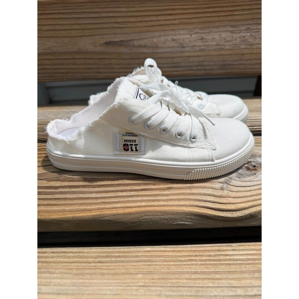 Women Canvas Slip on Sneakers Denim Casual Shoes Lace Up Beach Shoes Summer 38 - Picture 8 of 9